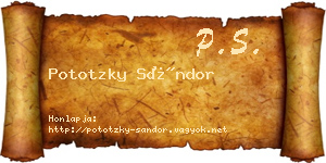 Pototzky Sándor névjegykártya